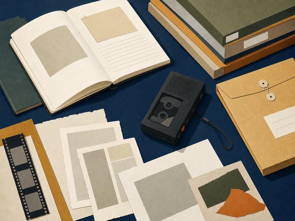 Editorial illustration of records being organised for preservation